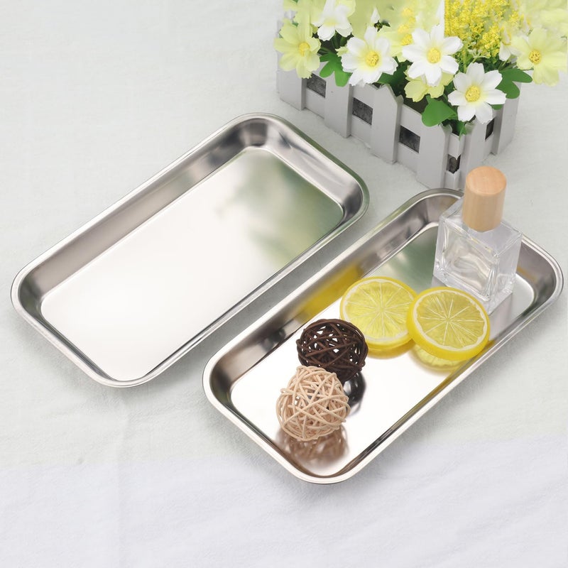 GENHAKON 12 PCS 8.86 x 4.7 Inch Small Surgical Tray, Stainless Steel Medical Tray with Seamless Trays and Moderate Edge Height for Tattoo, Resin, Bathroom, Lab Instrument Supplies, by . - Image 4